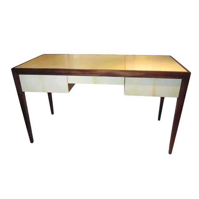 Bespoke Parchment and mahogany writing desk. Please view our other listings for this piece in various finishes. The...