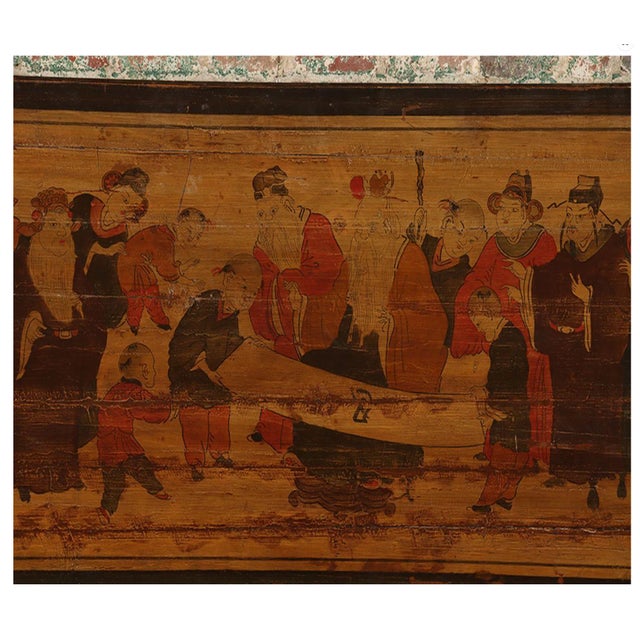 Chinese Antique Chinese Large Painted Wall Panels—Set of Five For Sale - Image 3 of 9