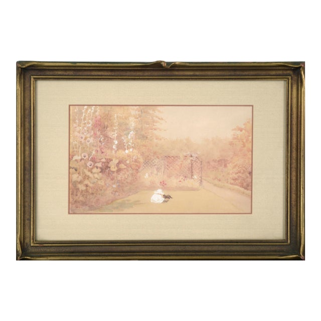 Playing in the Garden With a Cat - Landscape For Sale