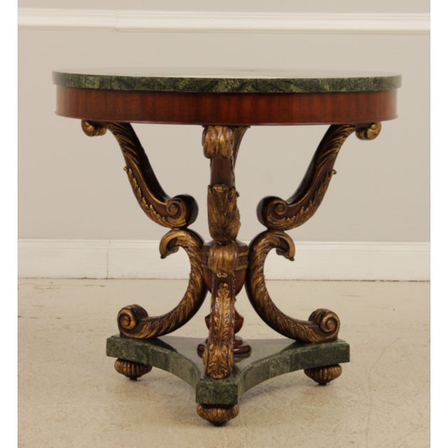 French Maitland Smith Round Marble Top Louis XV Center Table For Sale - Image 3 of 12