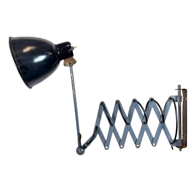 Vintage Industrial Soviet Scissor Wall Lamp in Black, 1960s For Sale