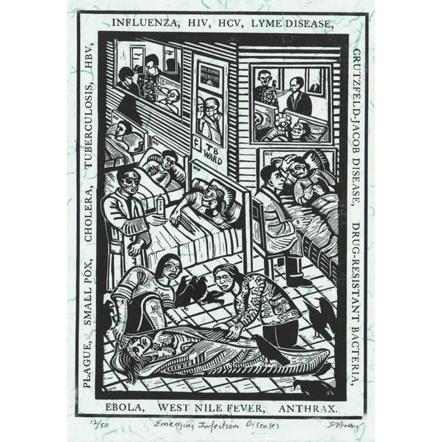 Figurative Eric Avery Emerging Infectious Diseases Linocut For Sale - Image 3 of 3