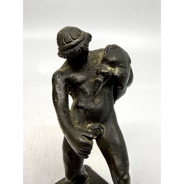 1900s 4 Grand Tour Neo Classical Bronze Miniatures incl Dancing Faun, Seated Hermes For Sale - Image 15 of 18