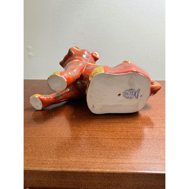 Herend Red Dynasty Foo Dog Guardian Lion Red Ground Hand Painted Porcelain For Sale - Image 14 of 15