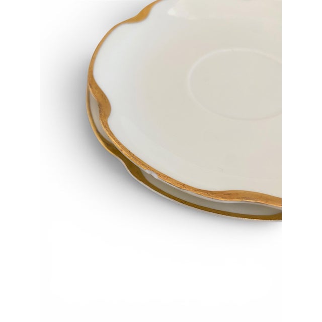 White Antique 1900s Haviland Limoges "Silver Anniversary" Bouillon Cups & Saucers - Set of 8 For Sale - Image 8 of 11