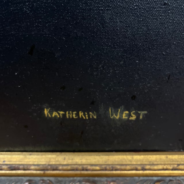 1960s Oil on Canvas Floral Still Life Fruits and Flowers Framed Signed by American Artist Katherin West For Sale - Image 9 of 12