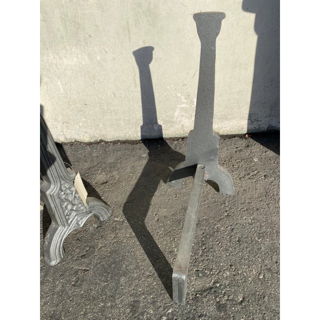 Silver 19th C. Gothic Victorian Figural Face Andirons - a Pair For Sale - Image 8 of 10