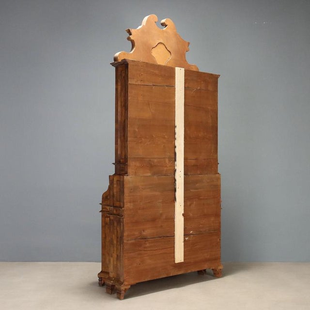 Walnut and Burl Walnut Trumeau, Italy, 1900s For Sale - Image 11 of 12