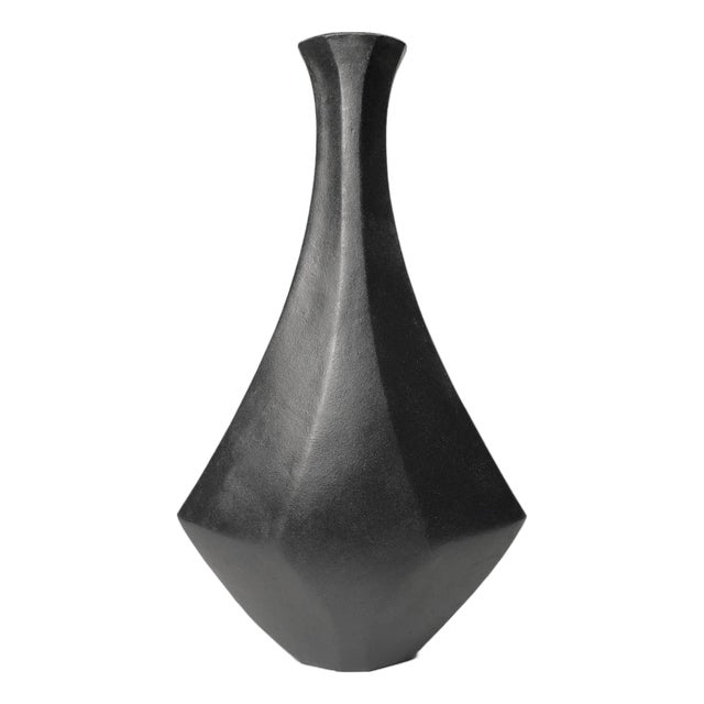 Mid Century Modern Black Vessel - The Damond For Sale