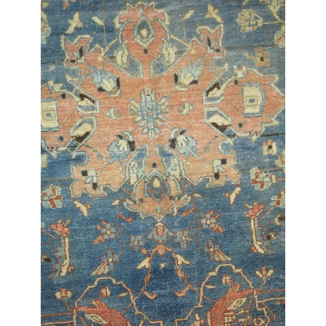 Light Blue Terracotta 20th Century Room Size Pigeon Motif Persian Malayer Rug For Sale - Image 4 of 6