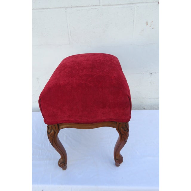 Wood French Vintage 1960s Footstool Ottoman 6129 For Sale - Image 7 of 14