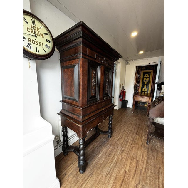 Antique Wooden Cabinet on Stand, 1700s For Sale - Image 3 of 16