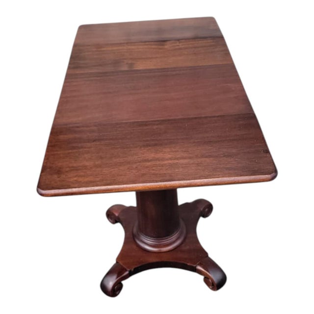 Wood 19th C Antique Empire Mahogany Drop Leaf Side Table Turned Legs For Sale - Image 7 of 18