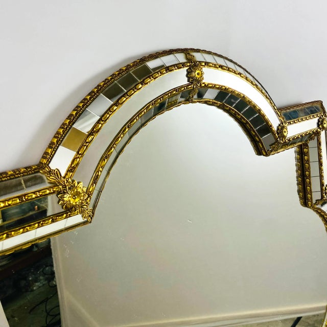 Hollywood Regency Style Wall Mounted Makeup Mirror, Italy, 1970s For Sale - Image 4 of 8