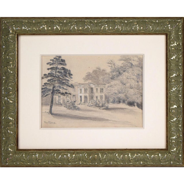Paper 19th Century English Graphite Landscape Drawing W/ Estate "The Elms" For Sale - Image 7 of 7