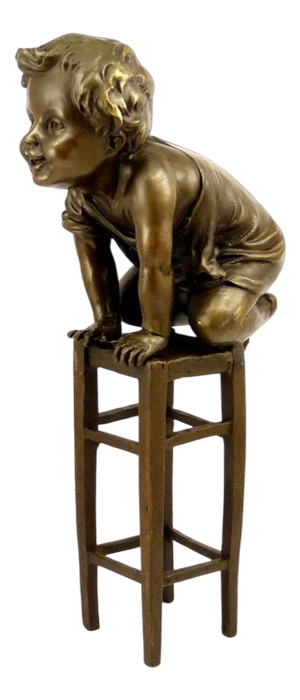 Patinated Bronze Sculpture of Seated Child
