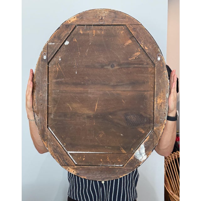 Ebony Irish Ebony and Gilt Oval Wall Mirror With Glass Studs (H 29 3/8 X W 23 5/8) For Sale - Image 8 of 9