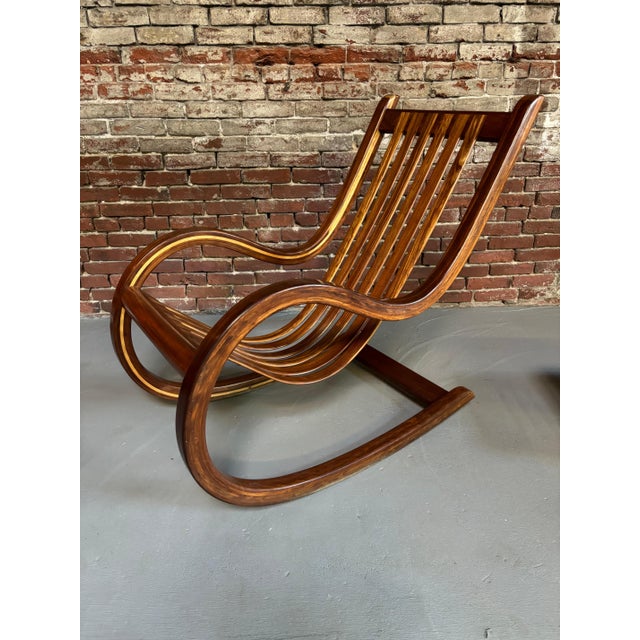 Wood Salvador Vidal Exotic Wood Cantilevered Rocker and Ottoman For Sale - Image 7 of 12