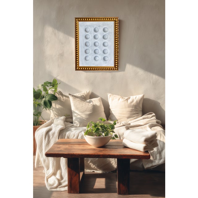 2020s Textured Plaster Wall Art Framed | Minimalist Sculptural Painting | Neutral Abstract | Original Acrylic on Canvas | 13x16 For Sale - Image 5 of 5