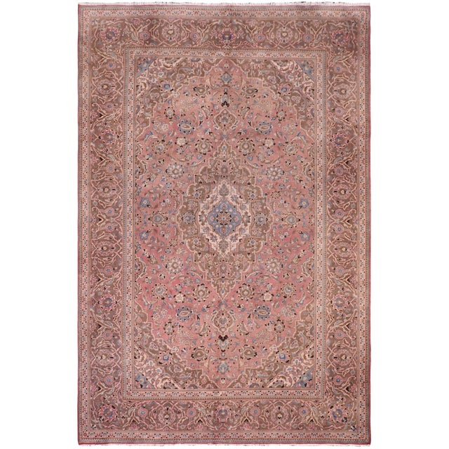 Boho Chic Persian Kashan Pink/Brown Wool Rug - 8'0'' X 11'6'' For Sale - Image 10 of 10