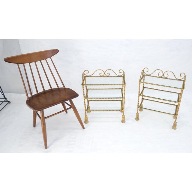 Pair of Italian 3 TierGold Gilt "Twisted Rope" Iron Side End Tables Stands MINT For Sale - Image 14 of 15