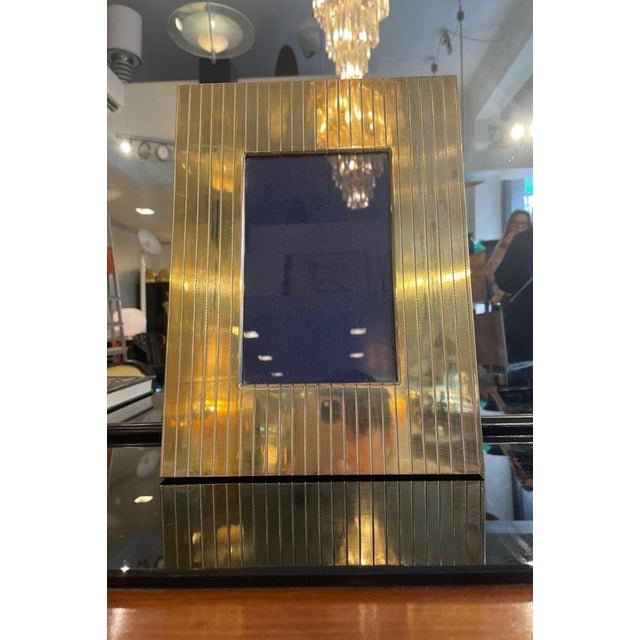 1970s Vintage Brass and Blue Velvet Photo Frame, 1970s For Sale - Image 5 of 5