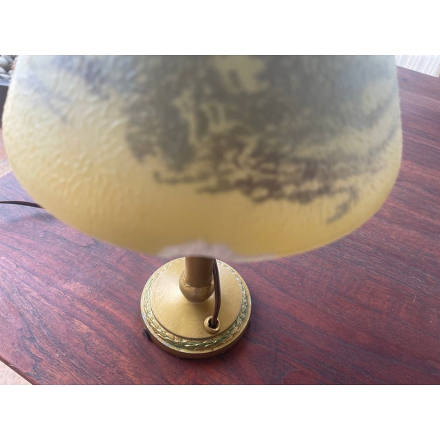 1920s Art Deco Reverse Painted Shade Original Gold Leaf Base Boudoir Lamp For Sale In Santa Fe - Image 6 of 8