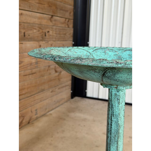 Vintage Cast Iron Garden Tazza or Pedestal Centerpiece With Verdigris Finish For Sale - Image 9 of 12