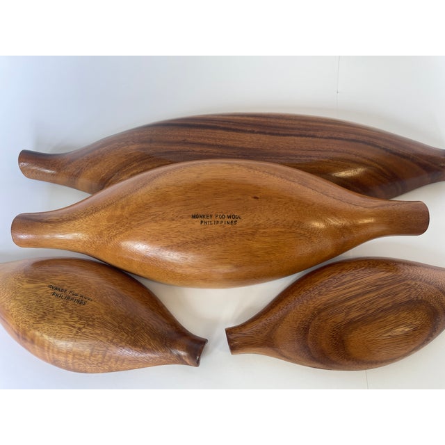 1960's Hand Carved Sculptural Monkey Pod Wood Serving Tray / Centrepiece Set For Sale - Image 10 of 10
