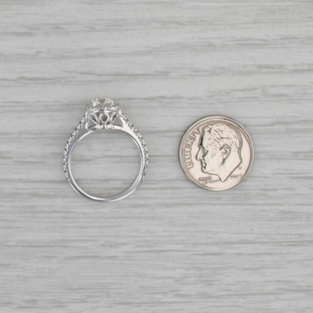 0.90ctw Round Diamond Halo Engagement Ring 14k White Gold Sz 5.75 Cathedral Band For Sale In Greensboro - Image 6 of 8