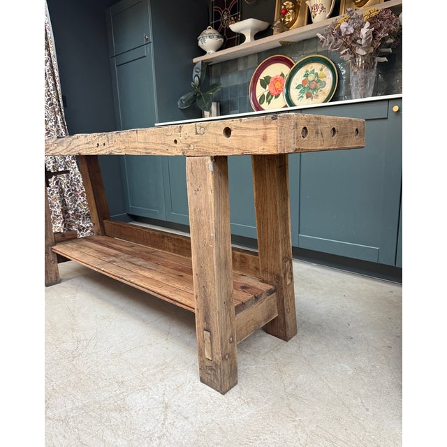 1920s Large Antique Carpenter's Workbench in Oak, 1920s For Sale - Image 5 of 17