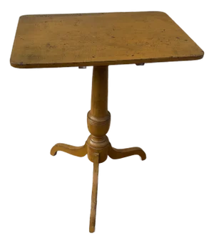 Antique Pennsylvania Spider Leg Candlestand in Mustard Yellow Paint, Circa 1820s