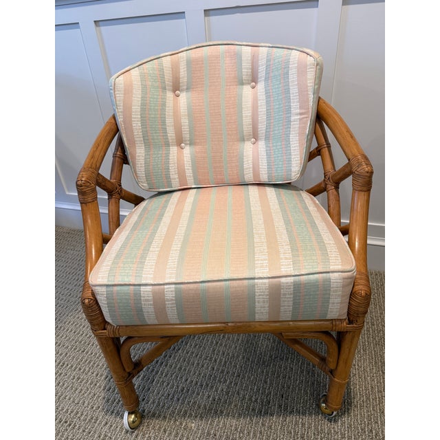 Mid 20th Century Ficks Reed Chippendale Armchairs on Castets (Set of Two) For Sale - Image 6 of 11