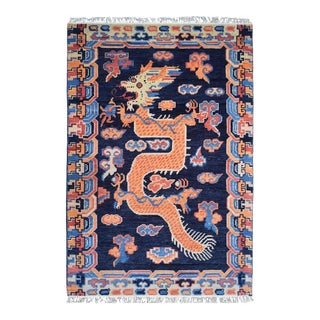 Hand-Knotted Chinese Inspired Dragon Emperor Rug with Chinoiserie Designs - 5 X 7 For Sale