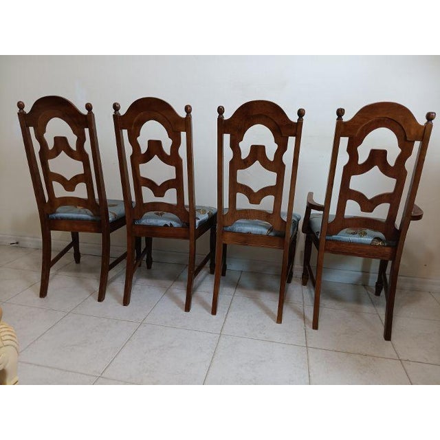 1970s Vintage Mahogany Chippendale Style Dining Room Chair 3 Side and 1 Arm Set of 4 For Sale - Image 5 of 6