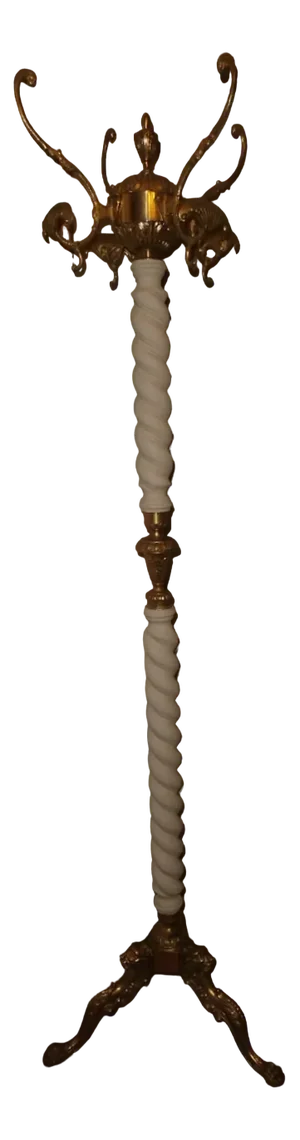 Mid-Century Barley Twist Lion Heads Brass Coat Stand, 1960s