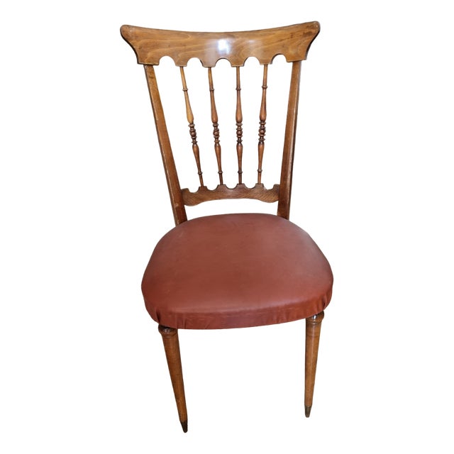 Four Oak Chairs with Imitation Leather Seats, 1952, Set of 4 For Sale