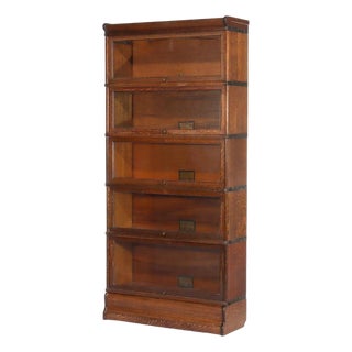 Antique Globe Wernicke Arts & Crafts Mission Oak Stack Barrister Bookcase Circa 1920 For Sale