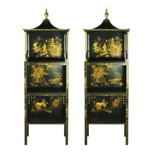 Pair of Vintage Louis XVI Style Chinoiserie Display Case