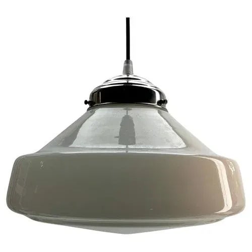 Glass Pendant Lamp with Opaline Shade from Phillips, 1930s For Sale - Image 7 of 13