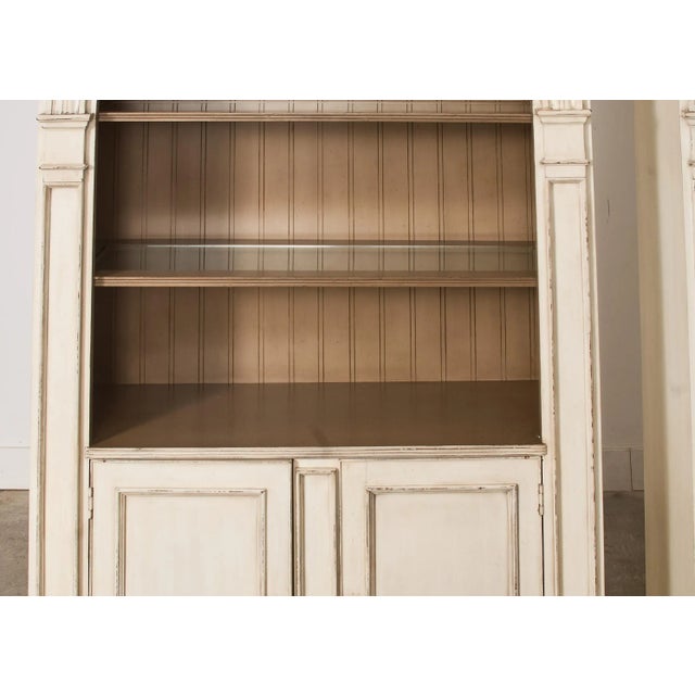 Pair of Baker Architectural Neoclassical Style Painted Library Bookcases For Sale In Sacramento - Image 6 of 12