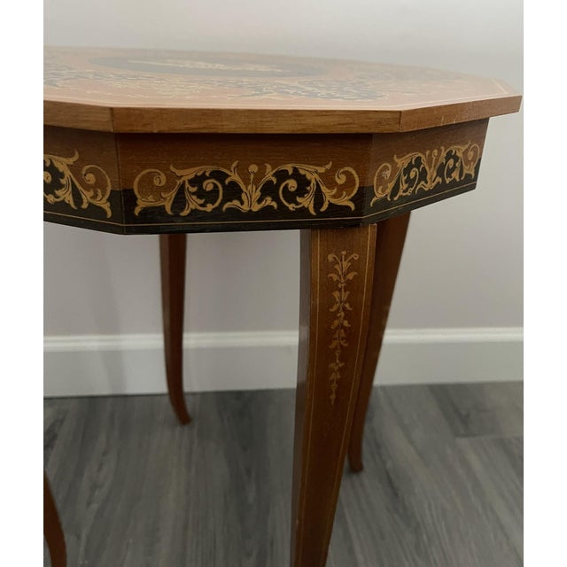 1960s Italian Marquetry Music Box Table For Sale - Image 4 of 9