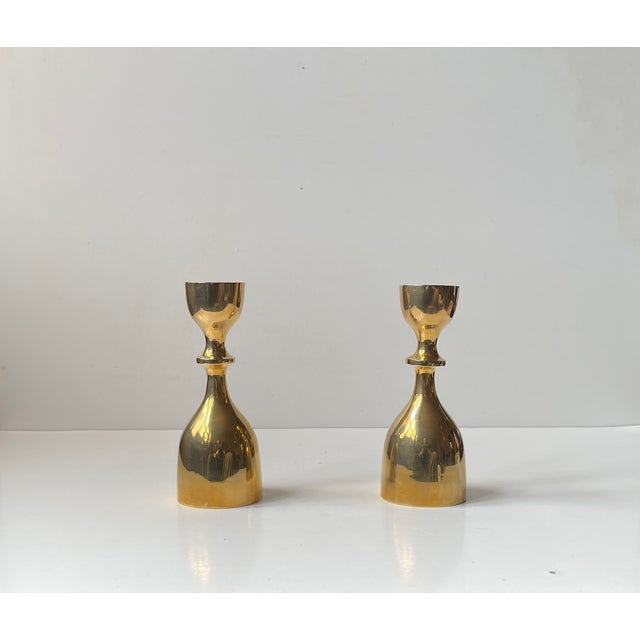 1960s Swedish Modern Candleholders in Brass, 1960s, Set of 2 For Sale - Image 5 of 9