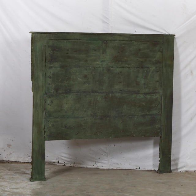 2020s Queen Headboard Constructed From an Antique Indian Painted Teakwood Door and Pillars For Sale - Image 5 of 5
