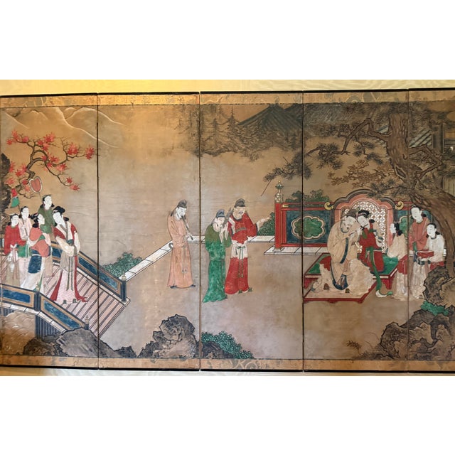 Japanese Antique Kano School Edo Period 6 Panel Chinoiserie Screen For Sale - Image 3 of 5
