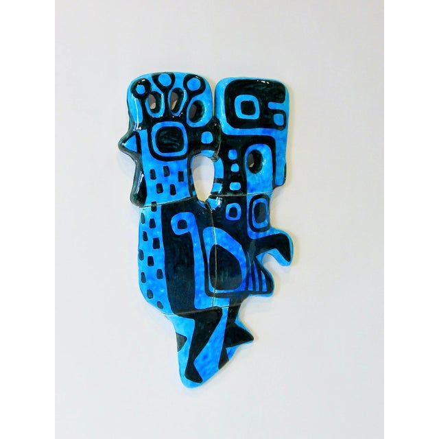 Blue Abstract Blue Chicken Wall Sculpture Signed and Dated 1960 For Sale - Image 8 of 10