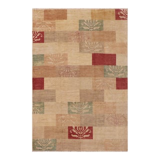 Modern Gabbeh Tan/Red Wool Rug - 9'0'' X 11'4'' For Sale