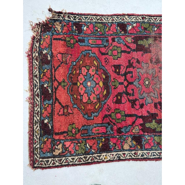 Pink 1920s Lilihan with Deep Pinks, Ocean Blues, and Nice Greens Rug 2.10 x 10.6 For Sale - Image 8 of 11