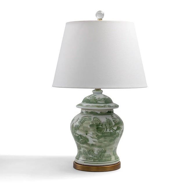 Chinoiserie Green Willow Ginger Jar Lamp For Sale - Image 3 of 4