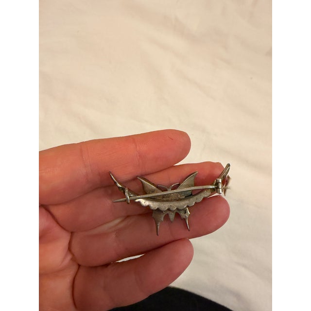 Antique Edwardian Glass Butterfly Brooch, 1900s For Sale - Image 5 of 6